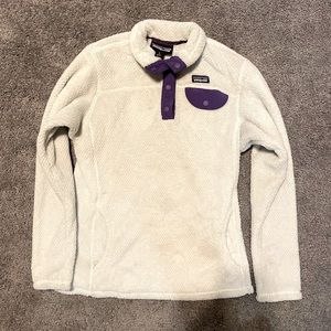White and Purple Patagonia pullover jacket
